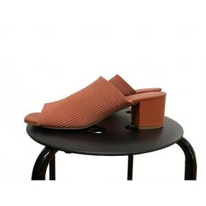 Everlane Women's Coral Pink Knit Block Heel Slide Sandals Size 10